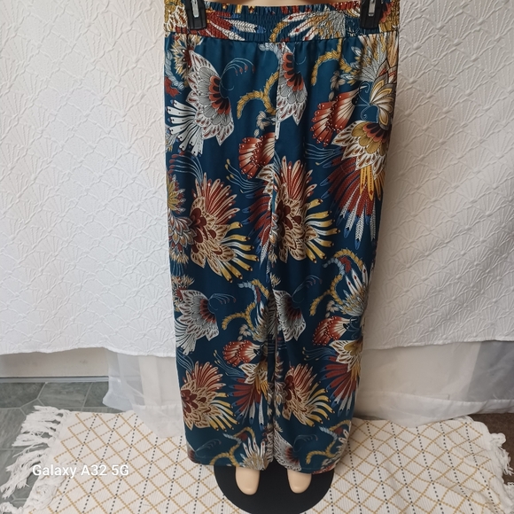 Rachel Zoe Blue and Red Wide-Leg Pants with Tropical Print Size S - Picture 5 of 13